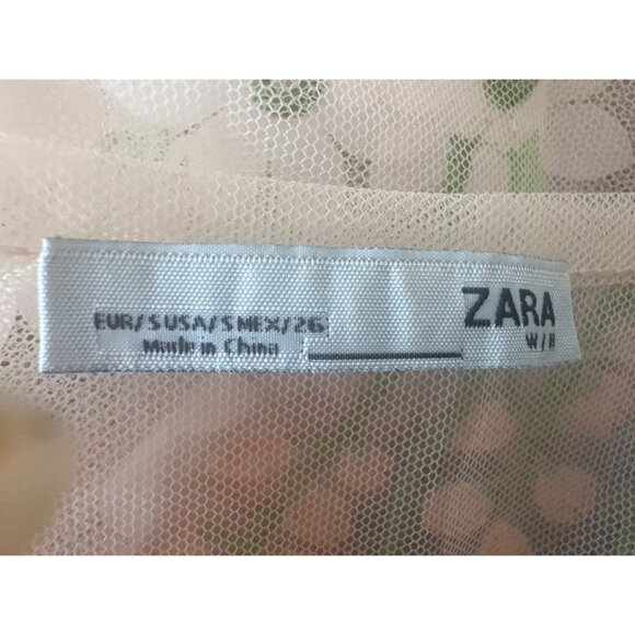 ZARA Sheer Mesh Small Floral Embroidered Long Sleeve Lightweight Dainty - Picture 3 of 14